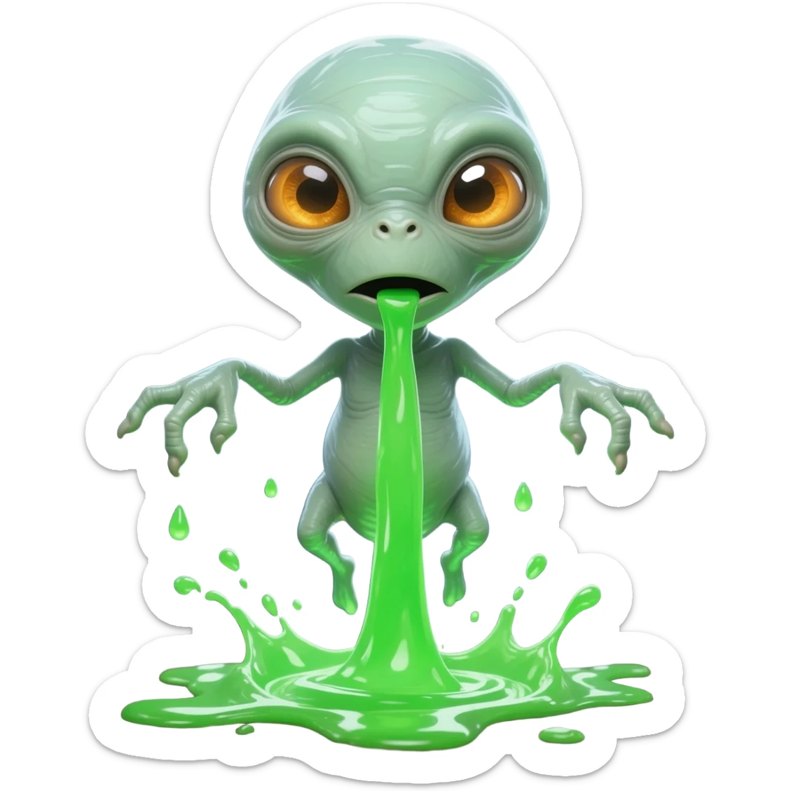 E.T. The Extra-Terrestrial from the movie puking green liquid sticker