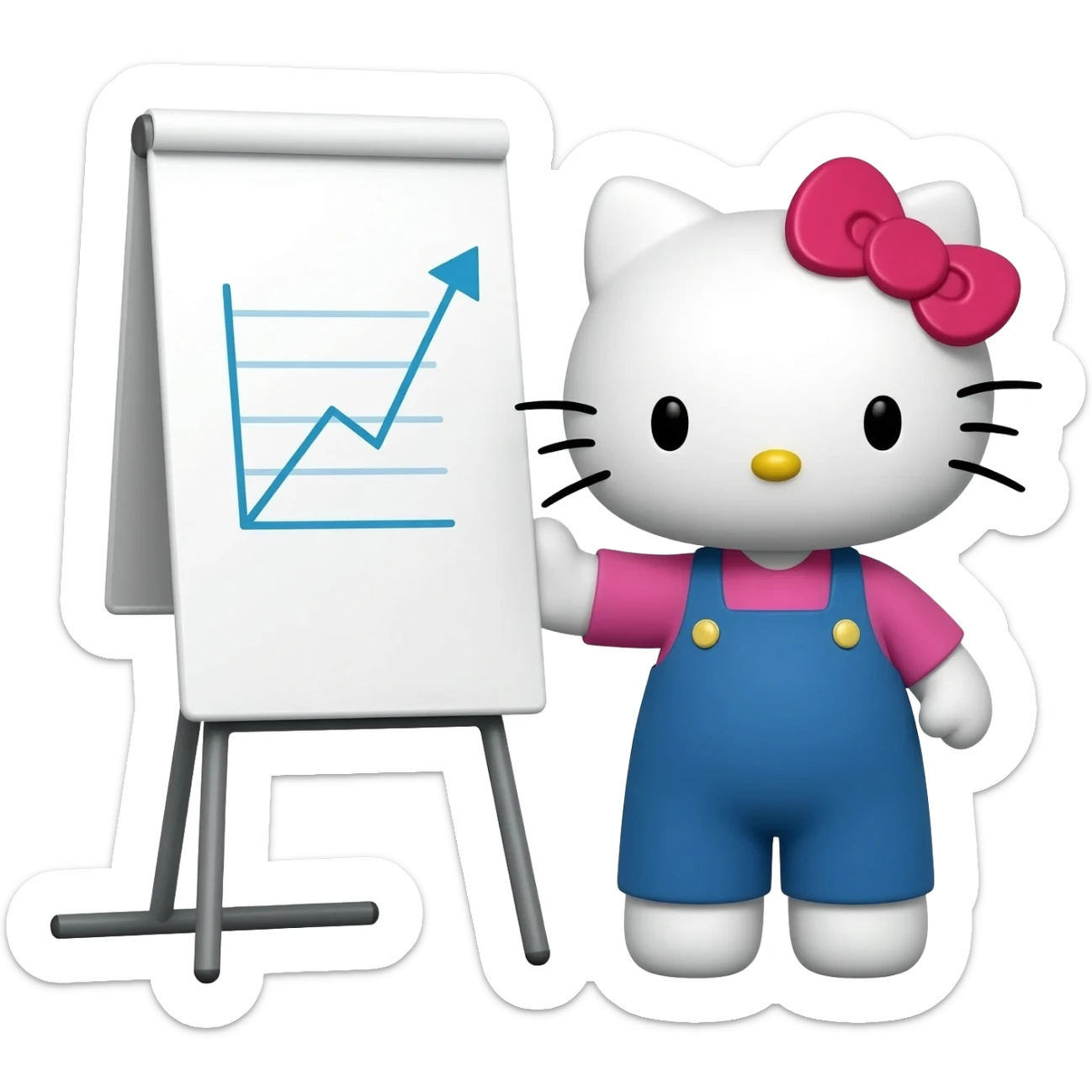 hello kitty with a graph presention whiteboard sticker