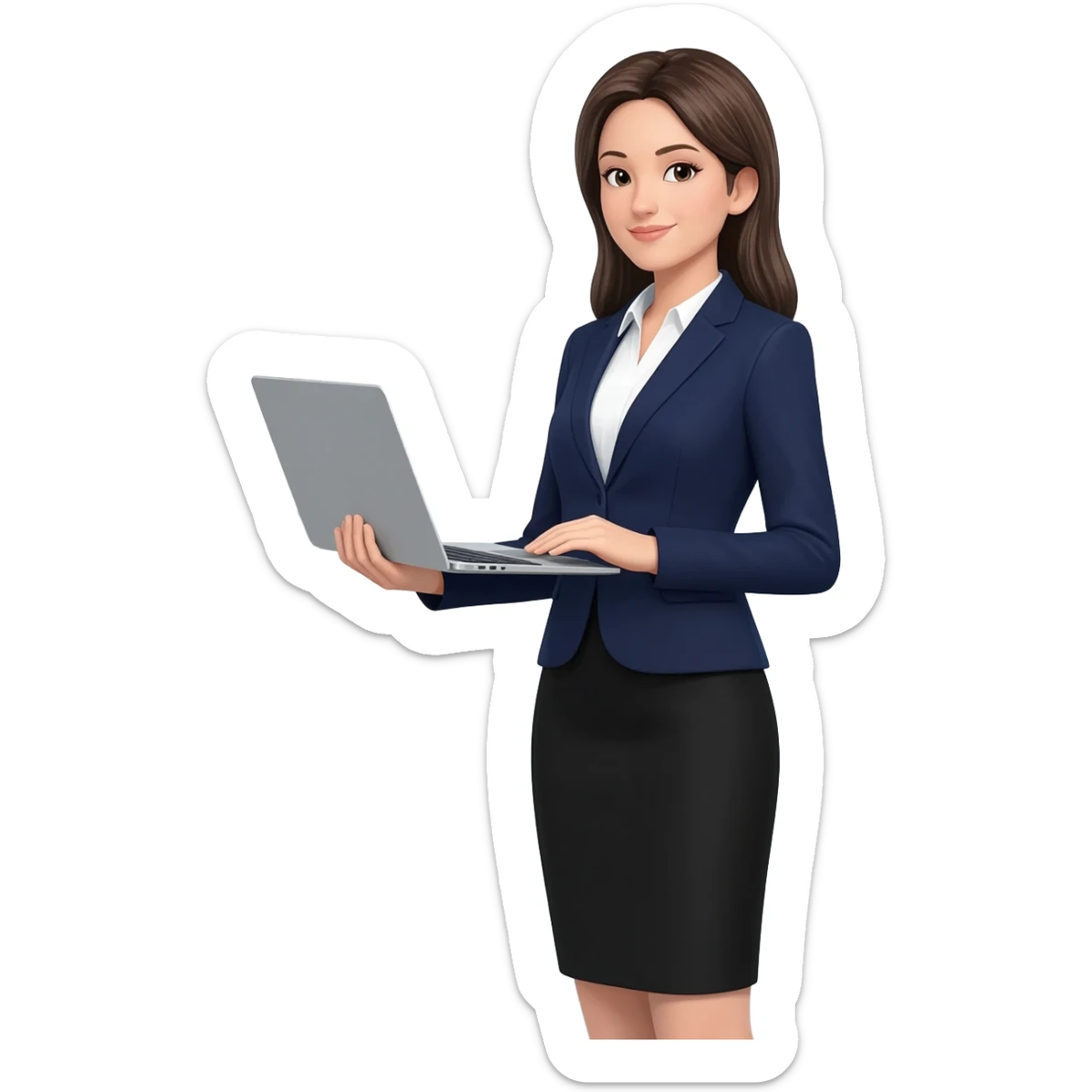 Business woman holding a laptop emoji sticker