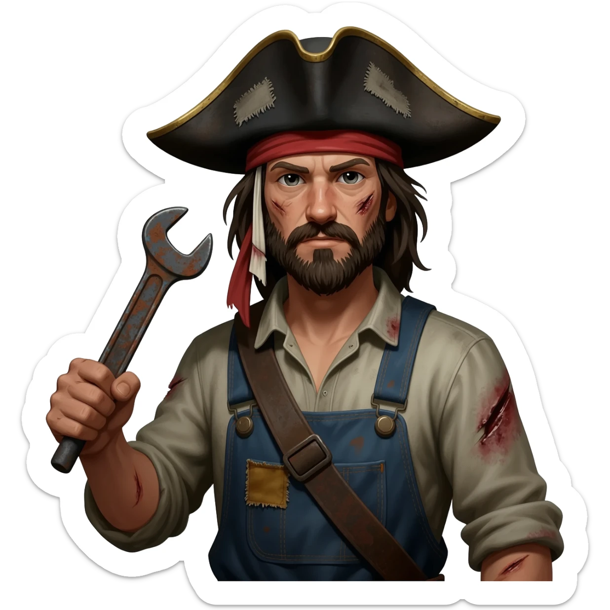 pirate factory worker sticker