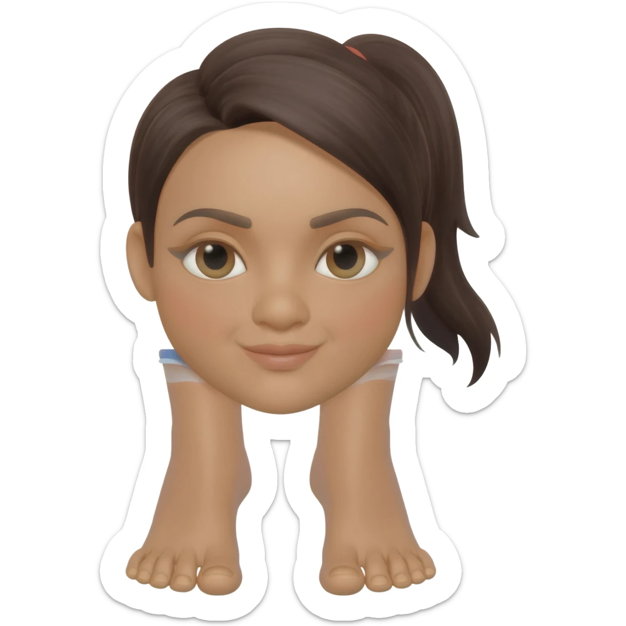 Filipino girl age 20s white bikini tri top with feet sticker