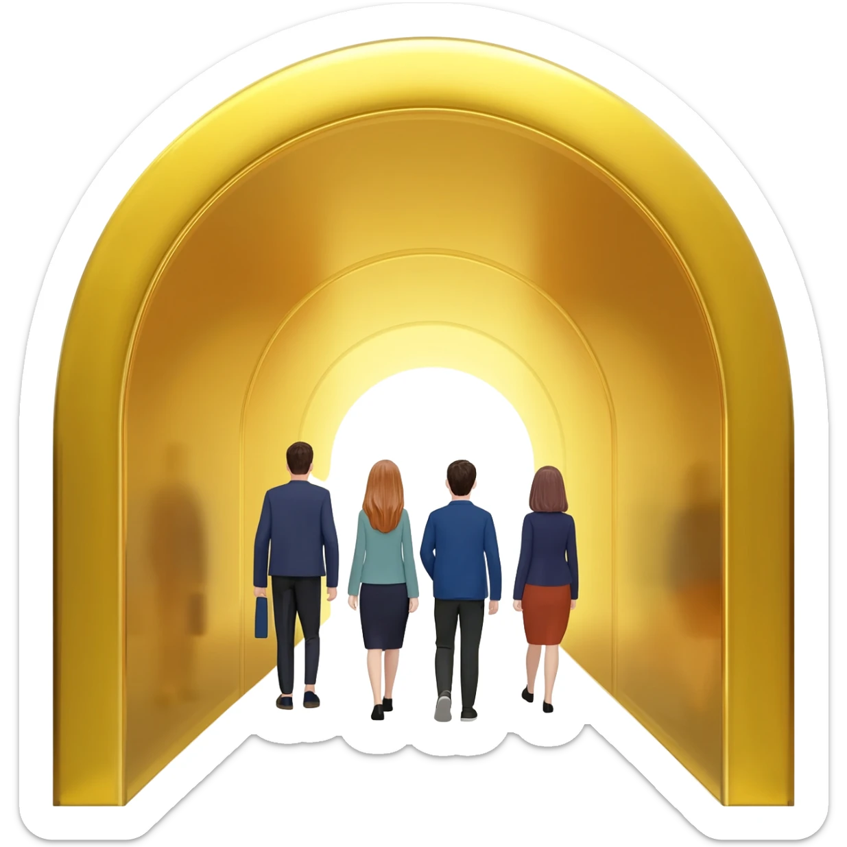 customers walked through an arched golden tunnel to get inside sticker