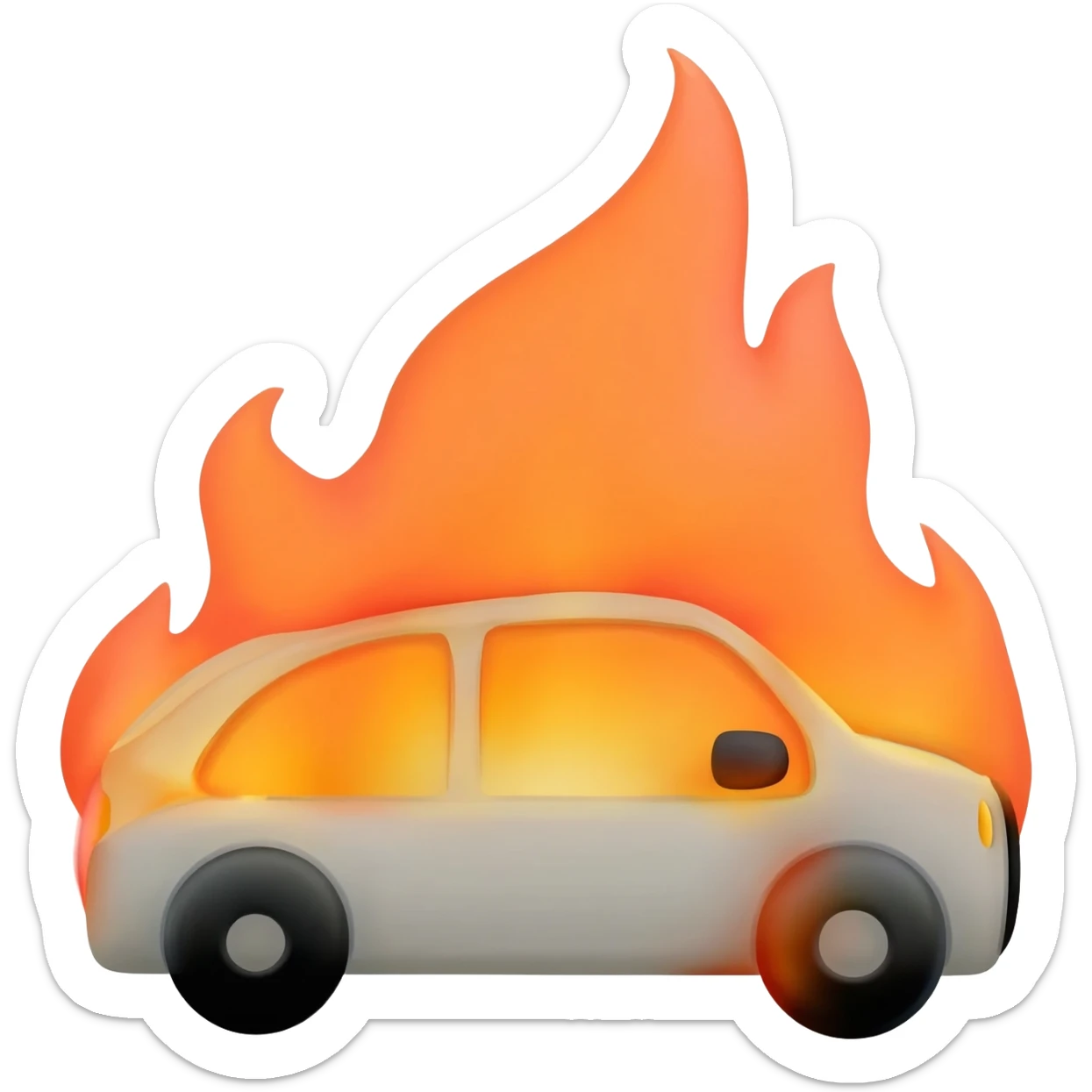 Car burns sticker