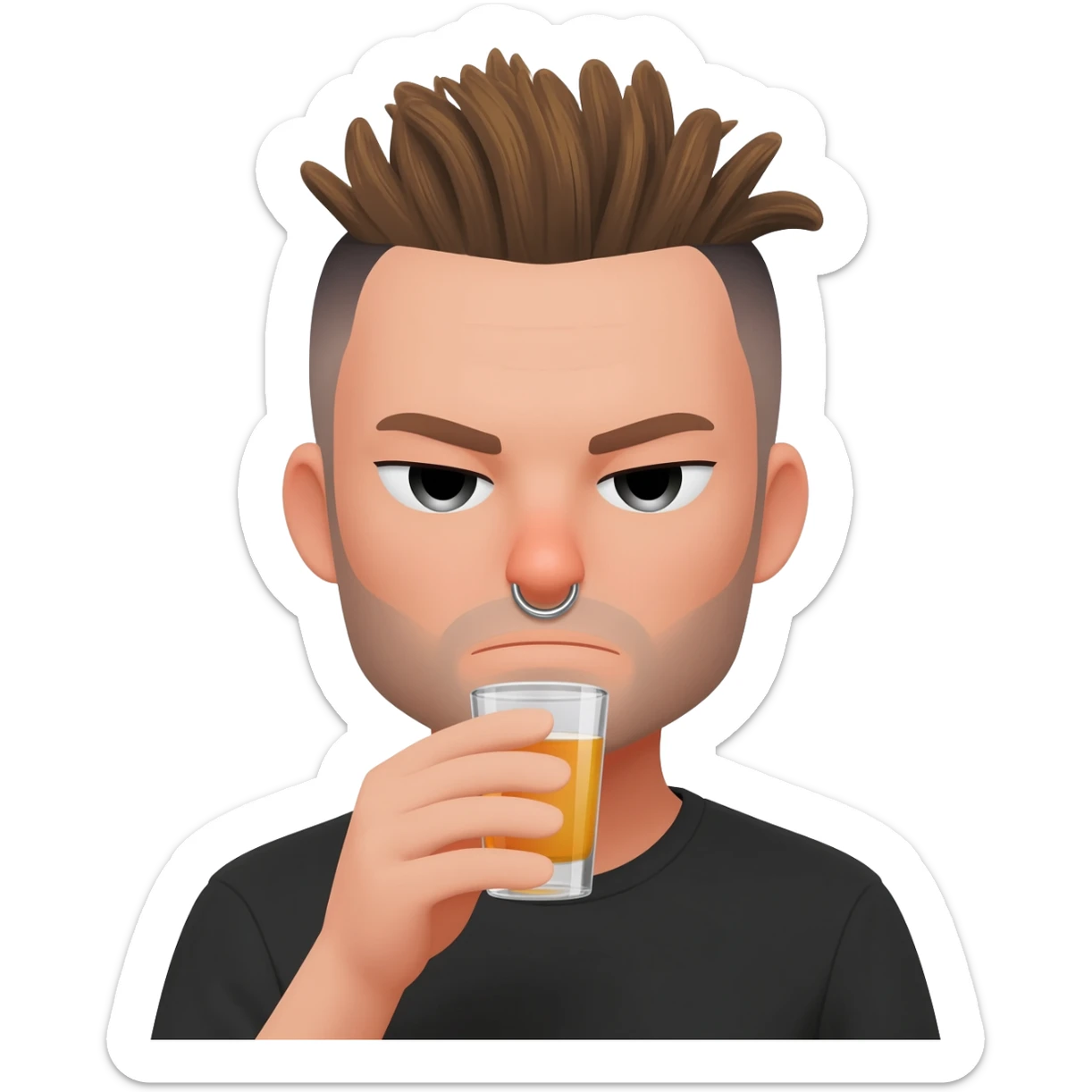 guy with septum and mullet drinking a shot sticker