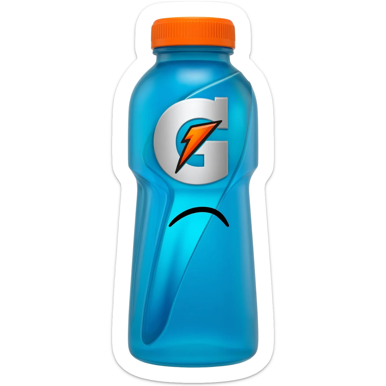 Blue Gatorade with sad face sticker