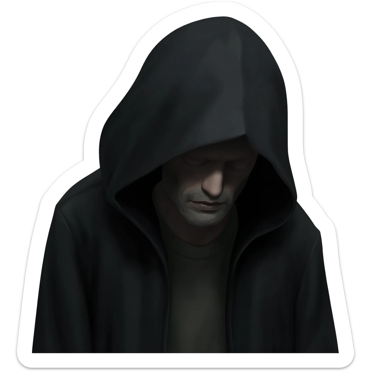 homeless skinny mancloaked shadow figure sticker