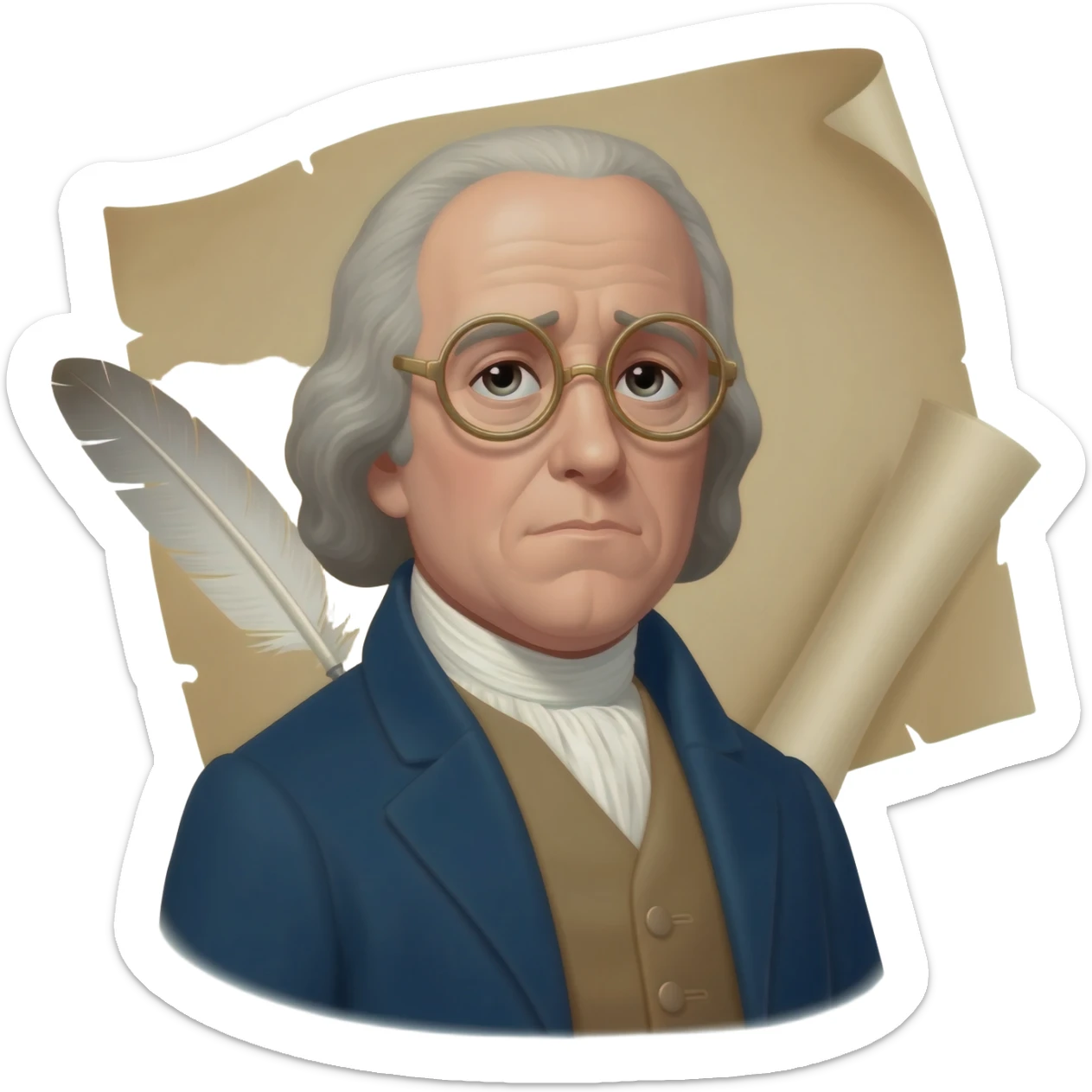 Benjamin franklin with glasses but sad sticker