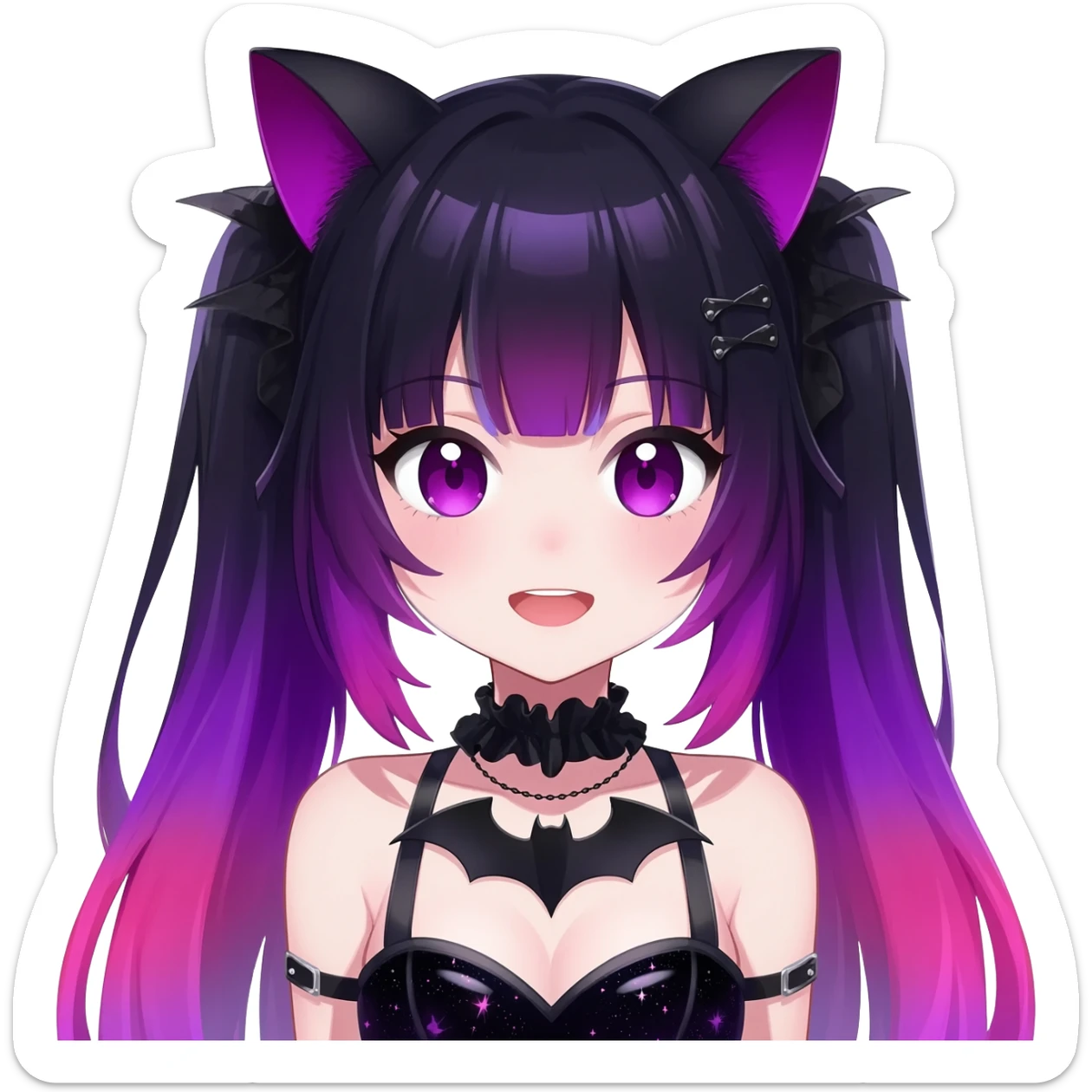 Gorgeous Cute Gothic Edgy Nebula Gradient Beautiful Anime Emo BatLady sticker