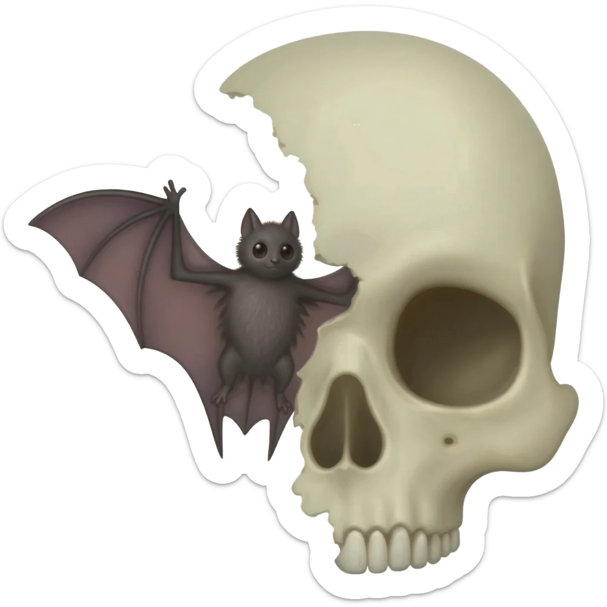 Bat and human skull together in one frame sticker