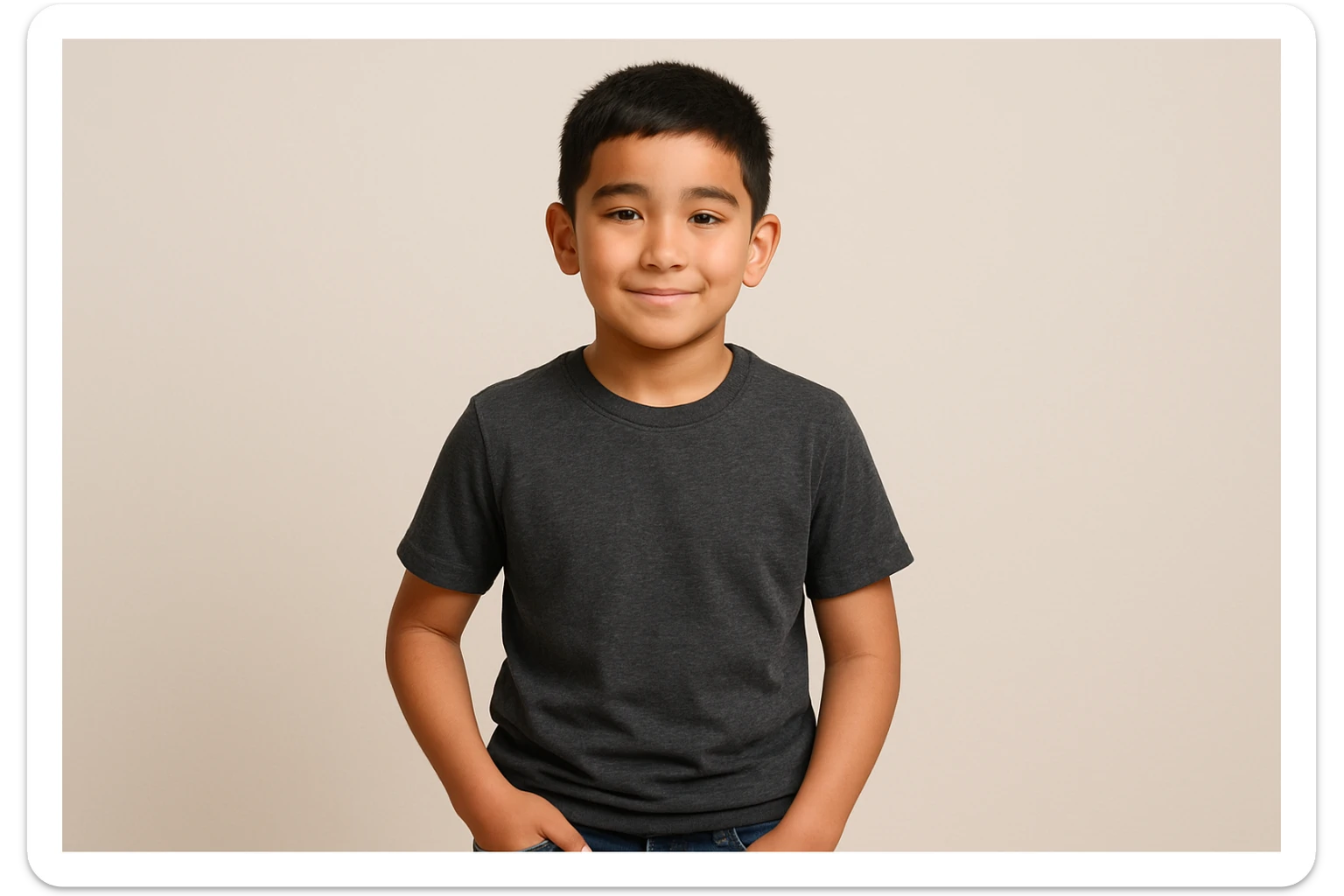 menga 10 11 yoshli bolani tasvirlab ber orqa fonda hech qanday narsa bo'lmasin va u bola o'zbek bo'lsin hech qanday milliy liboslarsiz sticker