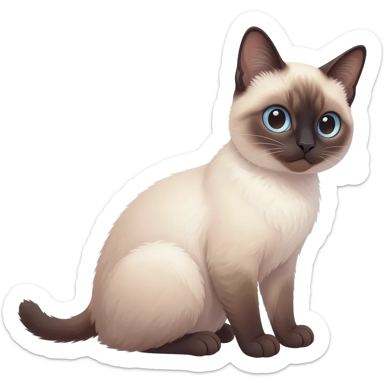 Siamese cat sits and looks to the right sticker