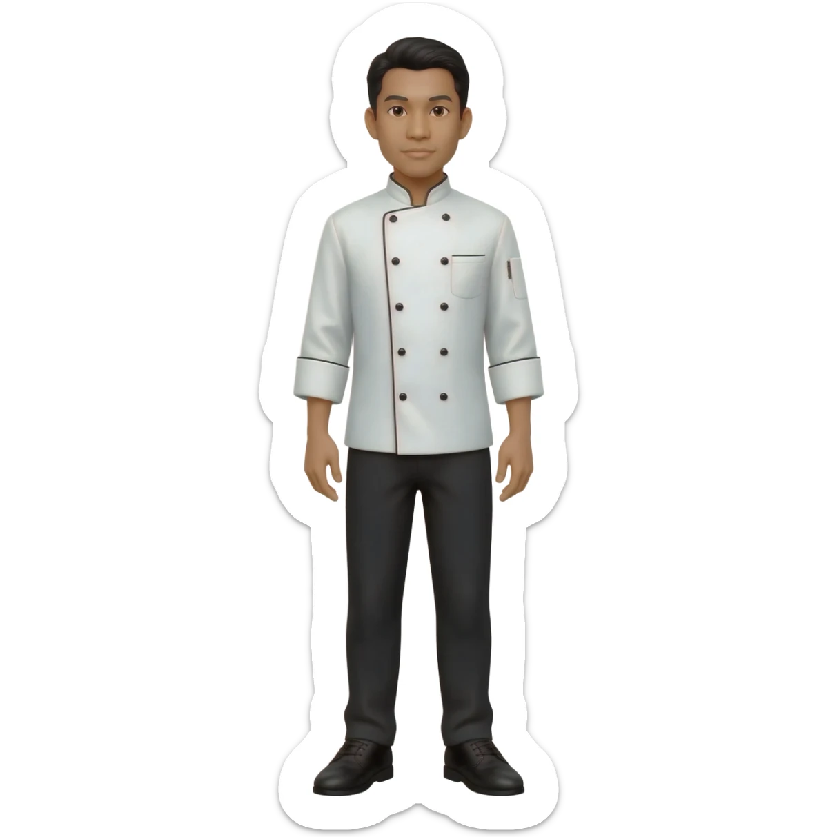 Filipino man chef uniform and black pants shoes sticker
