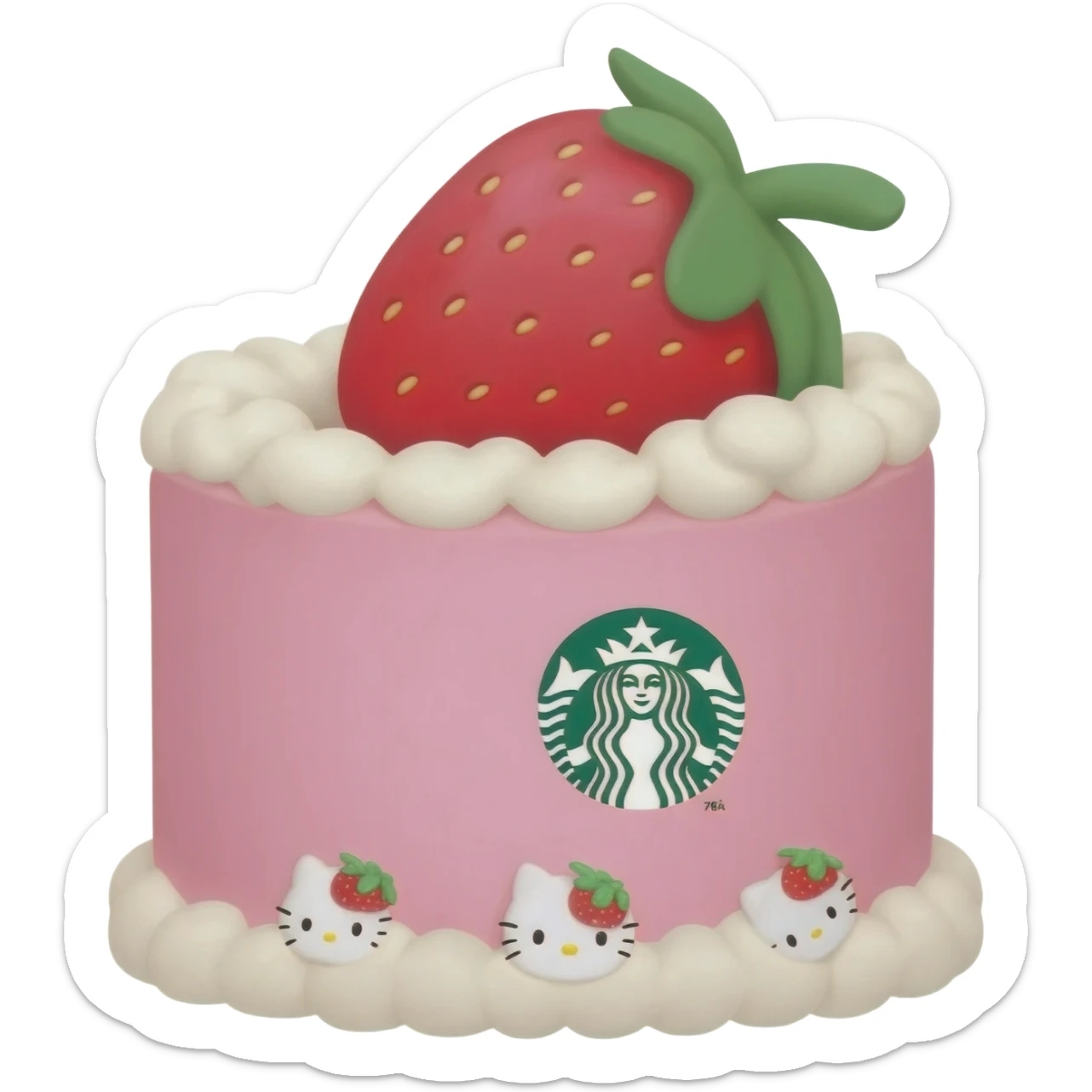 Pink strawberry cute Starbucks hello kitty cake sticker