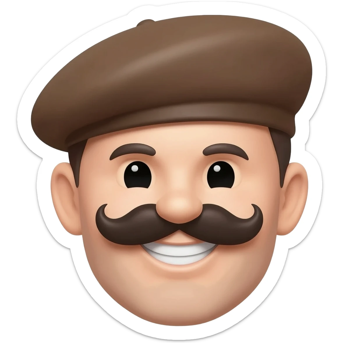 French smiley face with beret and mustache sticker