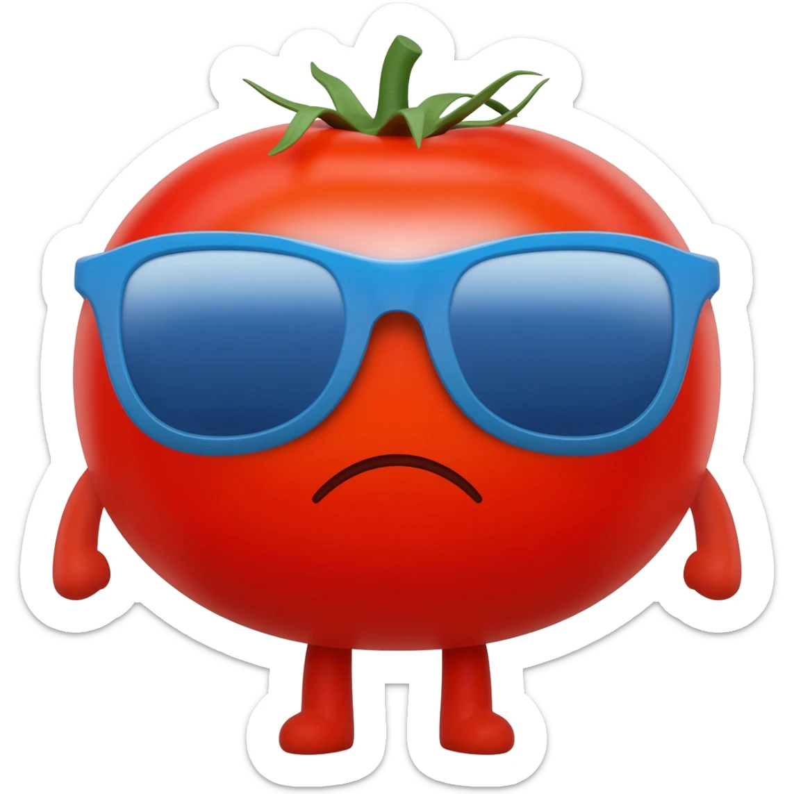 un tomate con lentes de sol molesto sticker