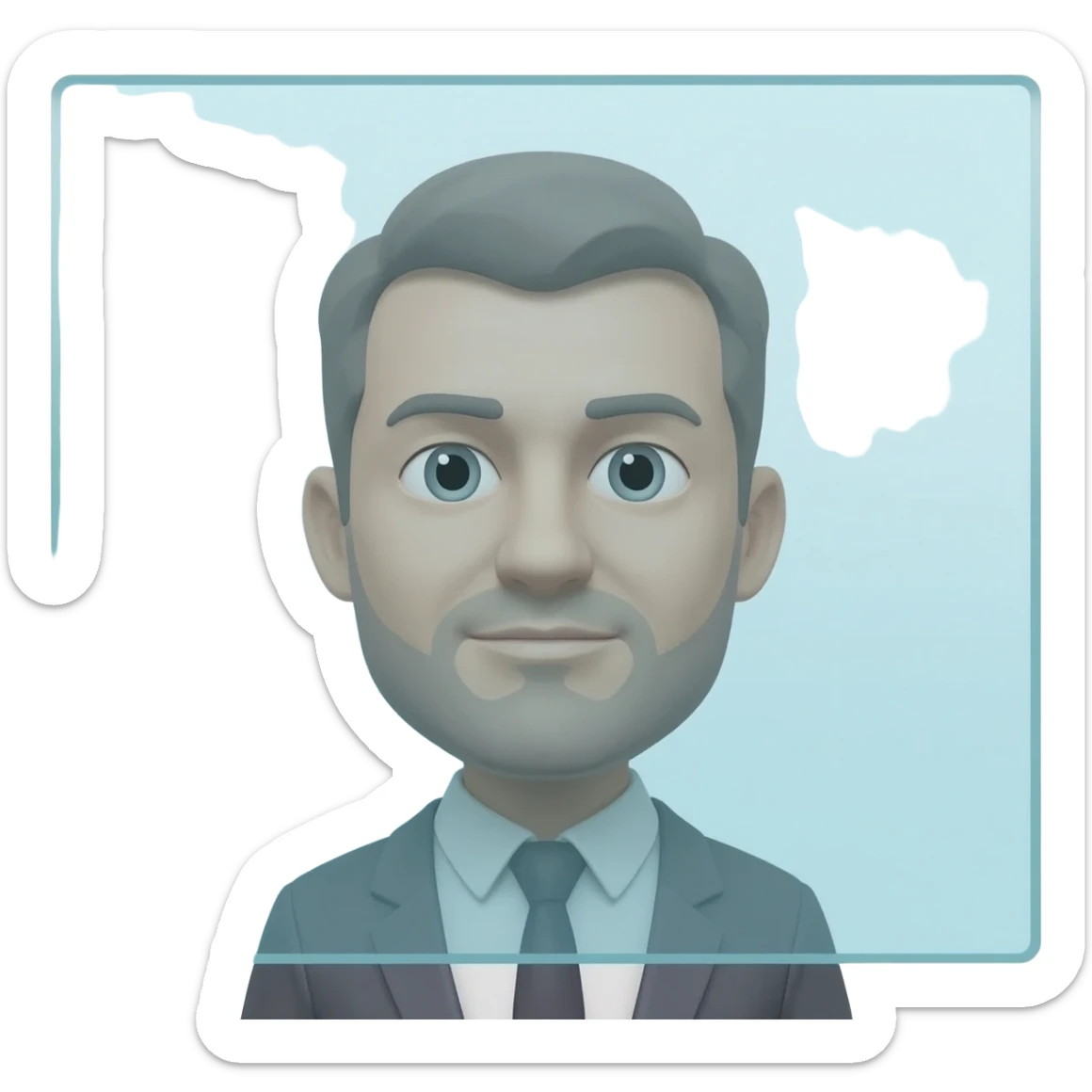 apple style emoji, man who is looking at a solid wall but can see straight through it to the other side sticker