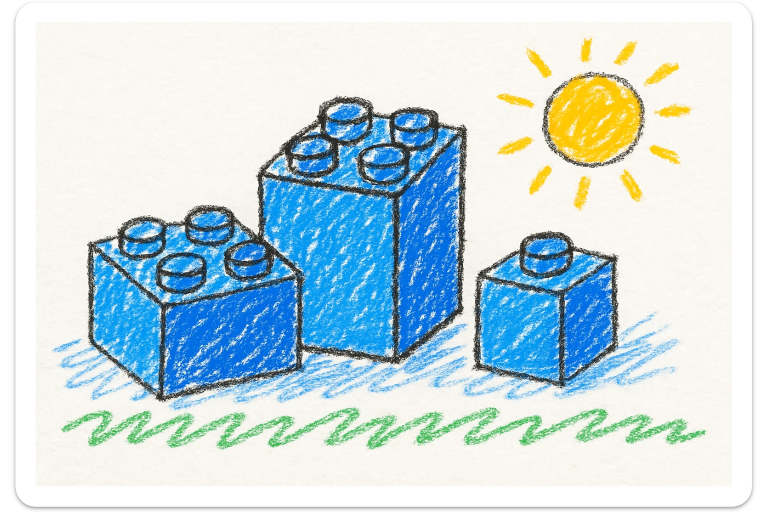 blue children's toy blocks, no letters, simple, playful, clean design sticker