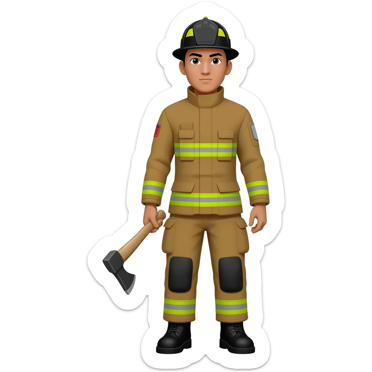 Filipino man firefighter brown uniform and boots sticker
