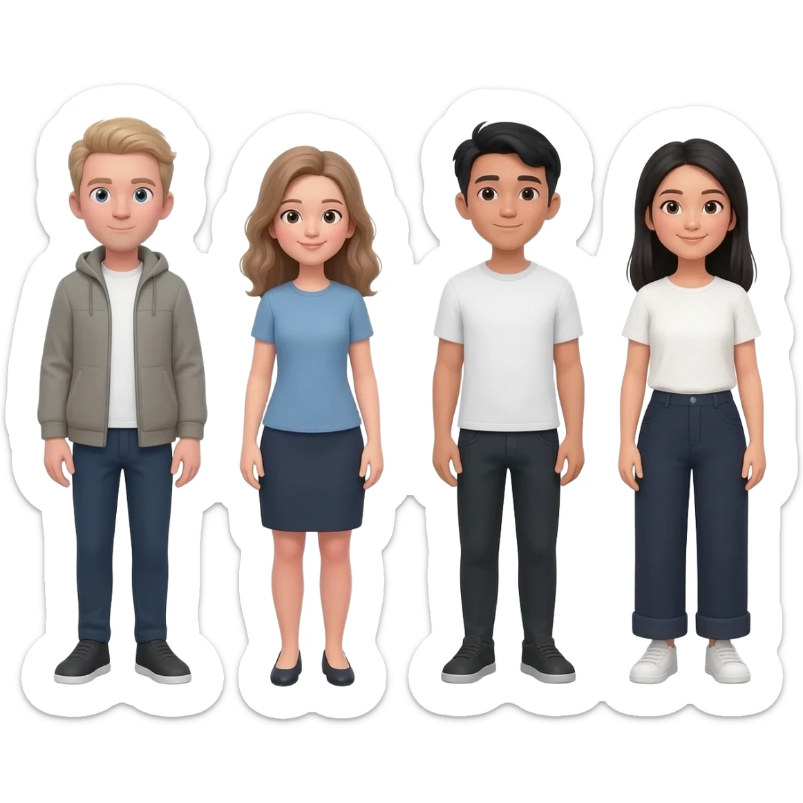 Male & female White American and Asian women sticker