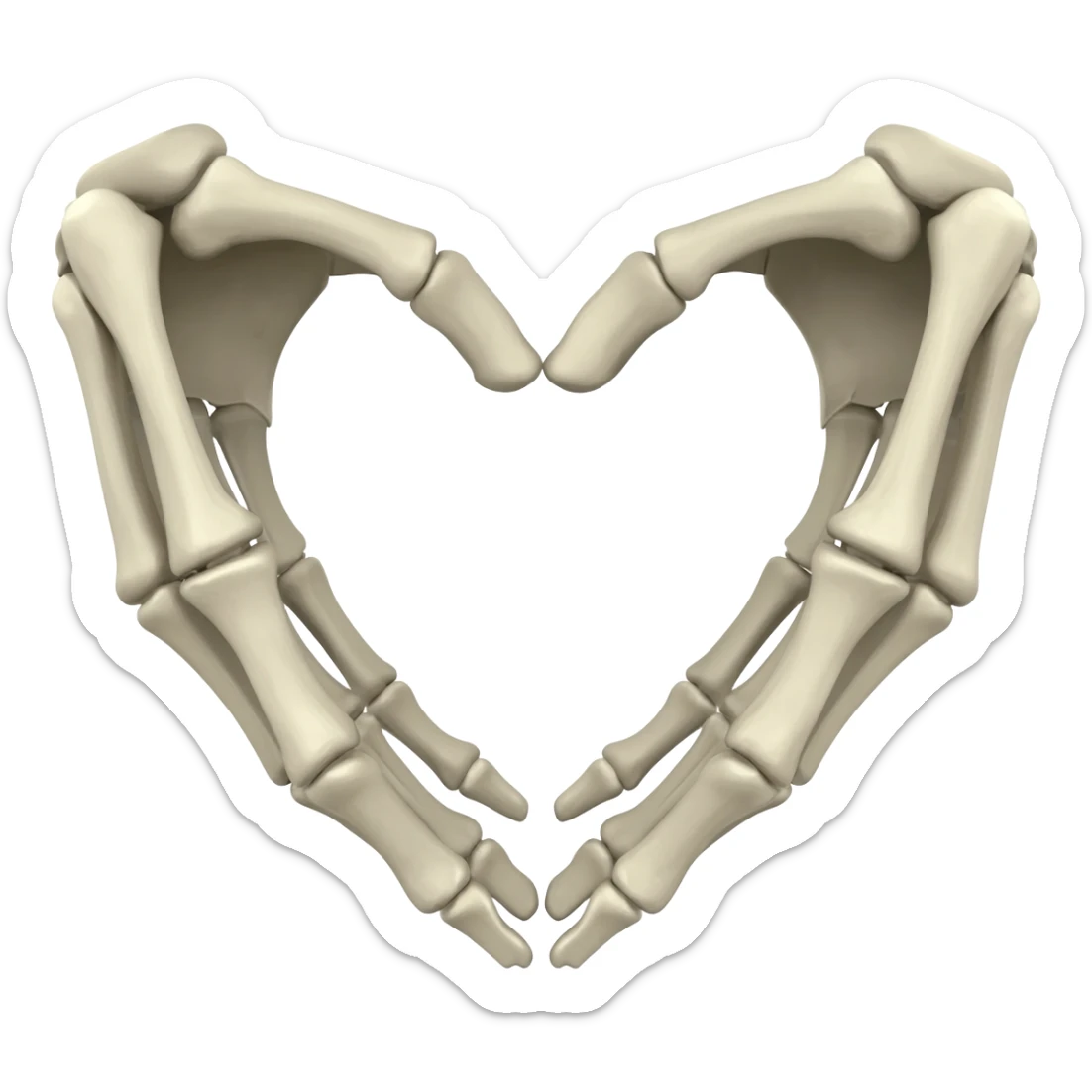 A skeletons hands shaped as a heart sticker