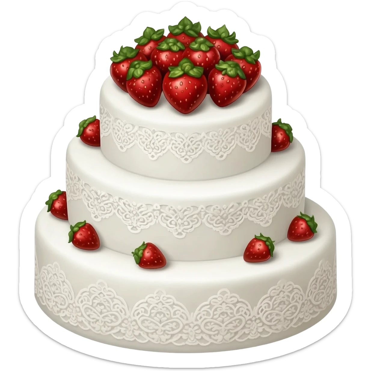 White wedding cake elegant decorated with chocolate covered strawberries sticker