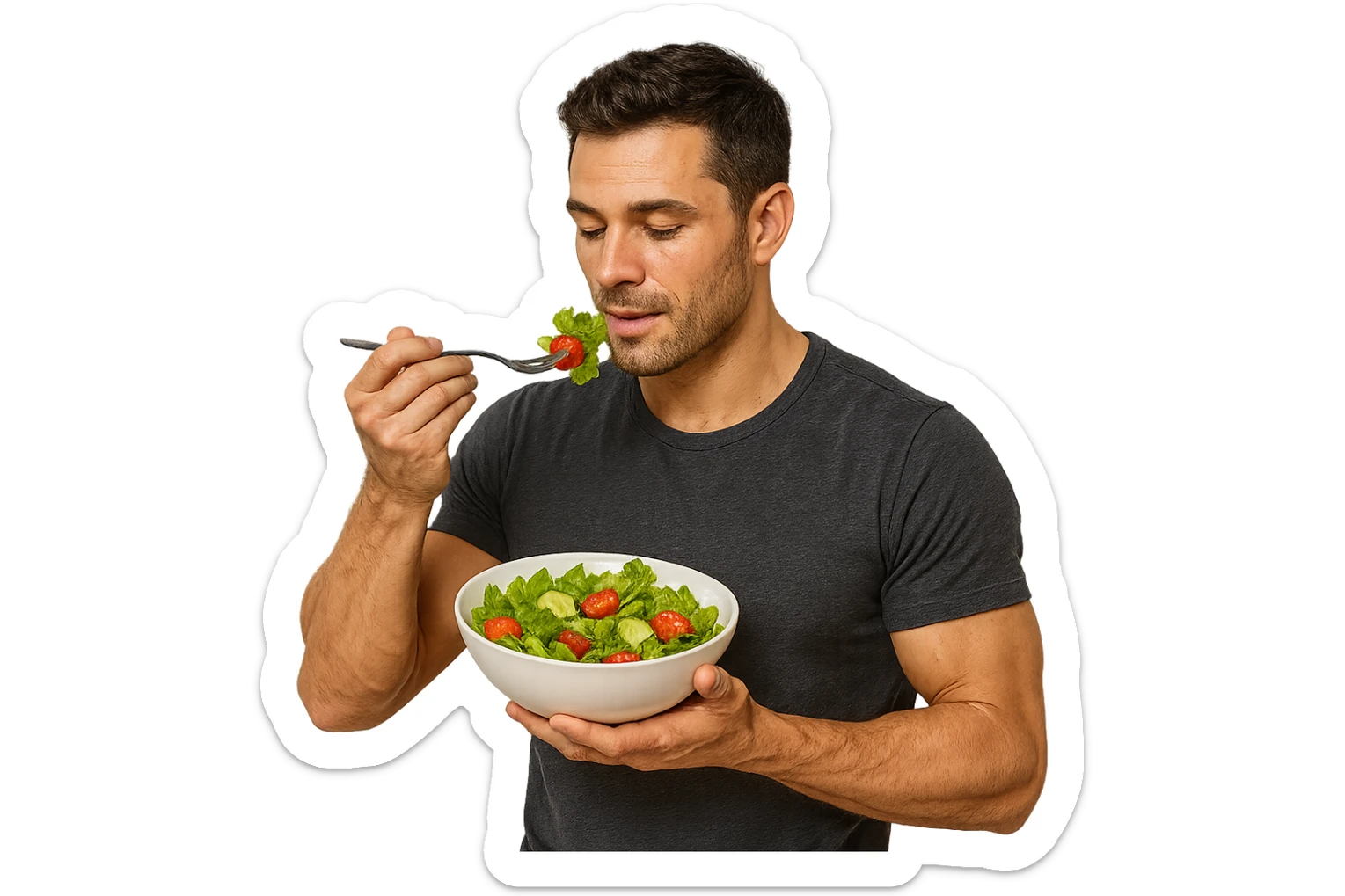 UOMO FITNESS CHE MANGIA INSALATA sticker