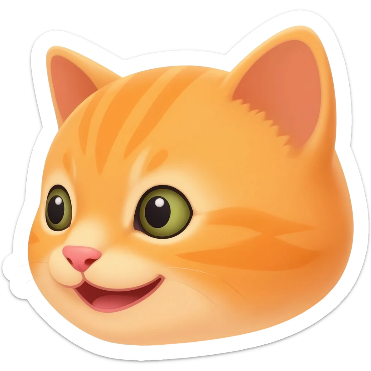 Gatito bebé naranja asoma sonriente desde un costado su cabeza sticker