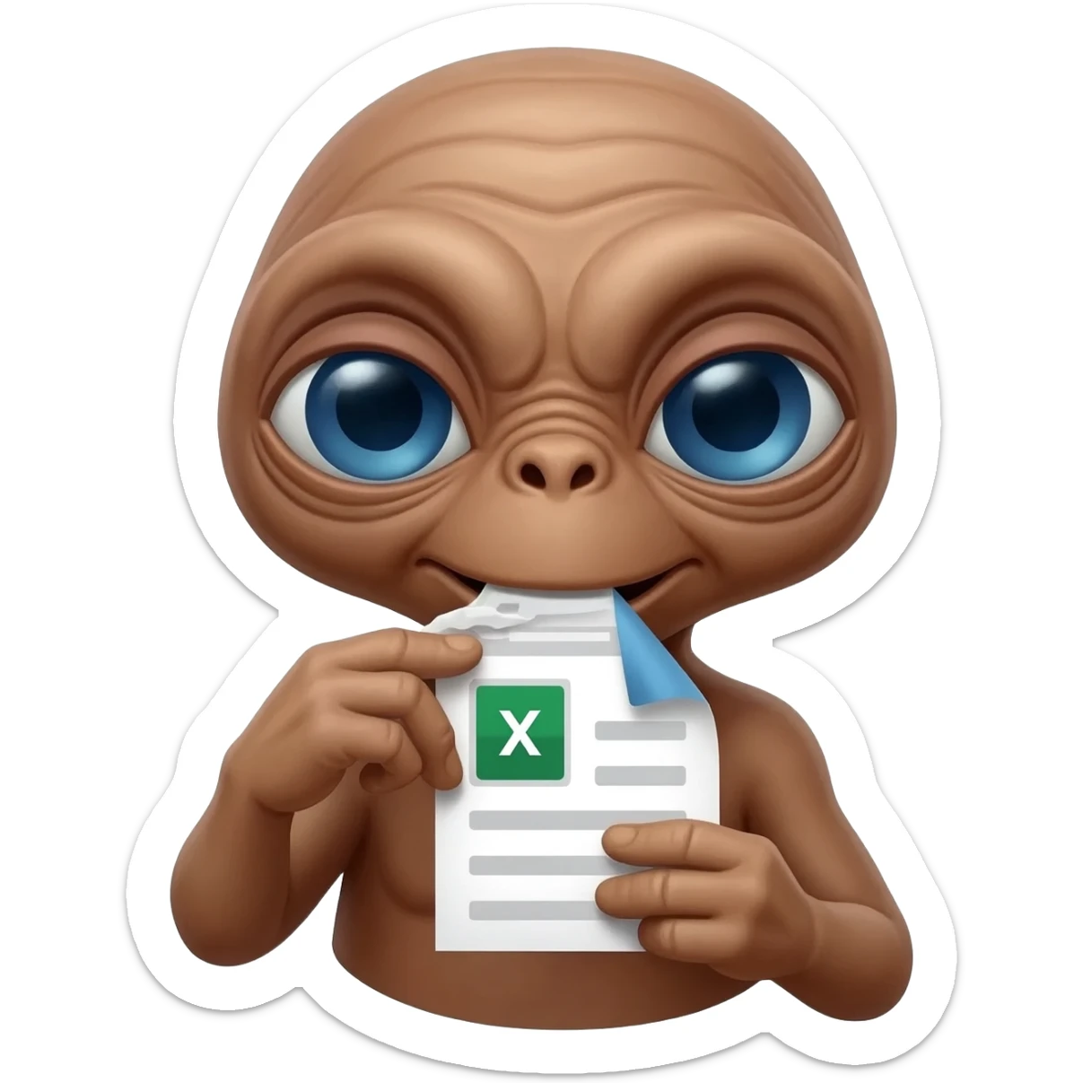 E.T. The Extra-Terrestrial from the movie eating an Excel file icon sticker