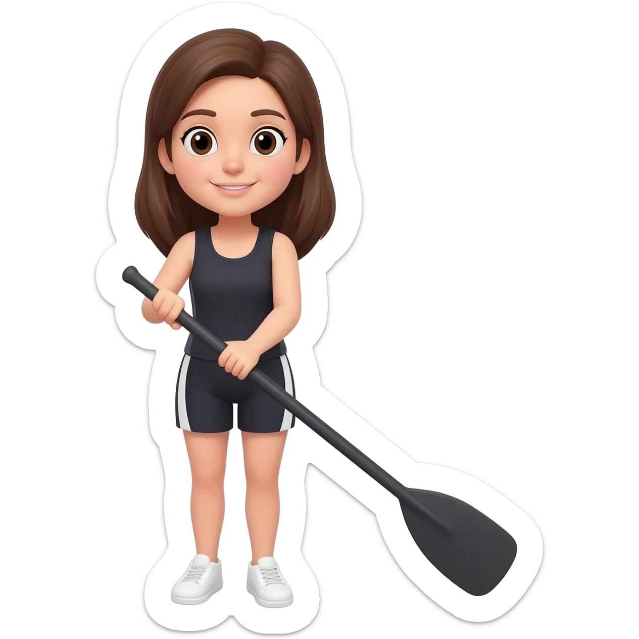 Brown hair women rowing sticker
