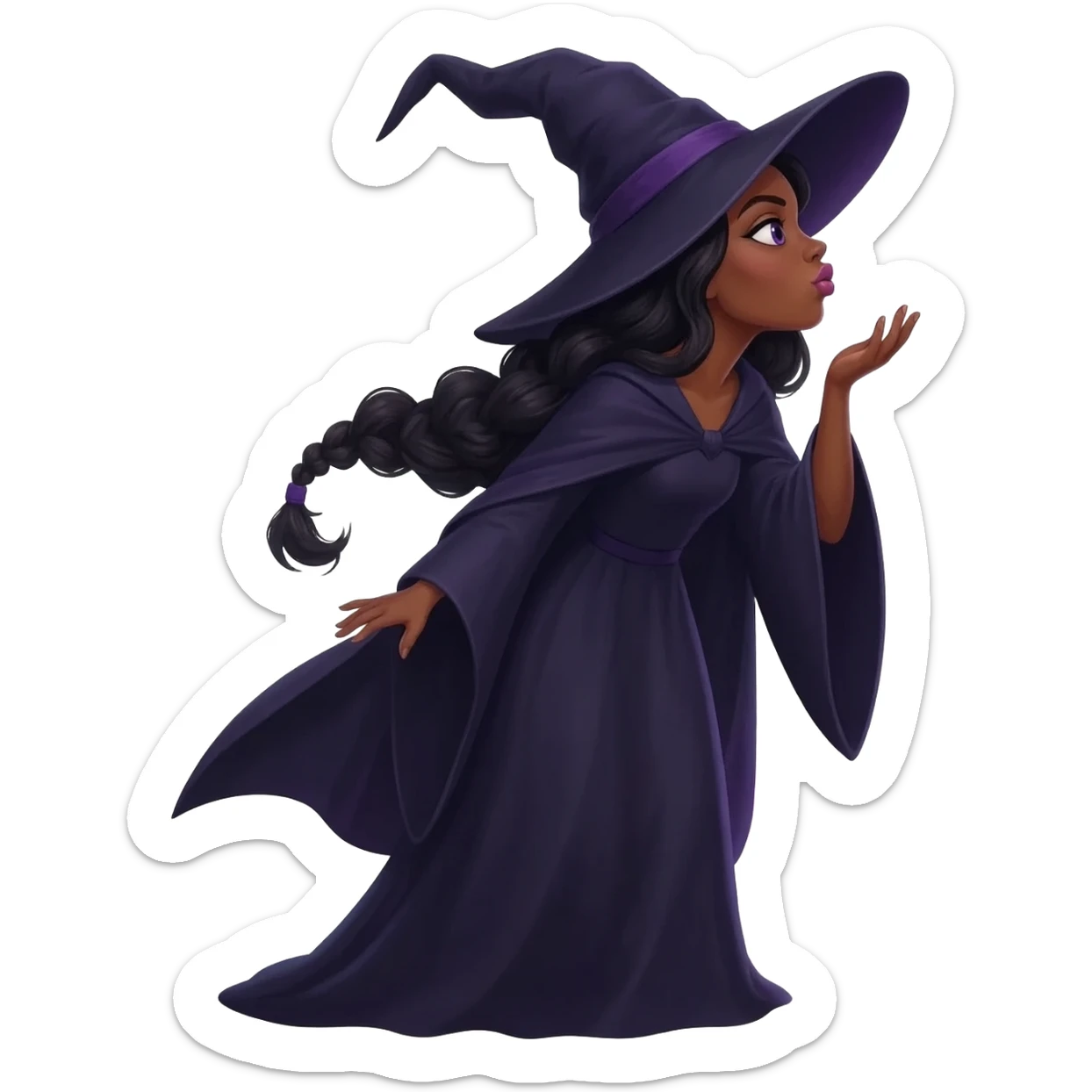 Bruja morena lanzando un beso sticker