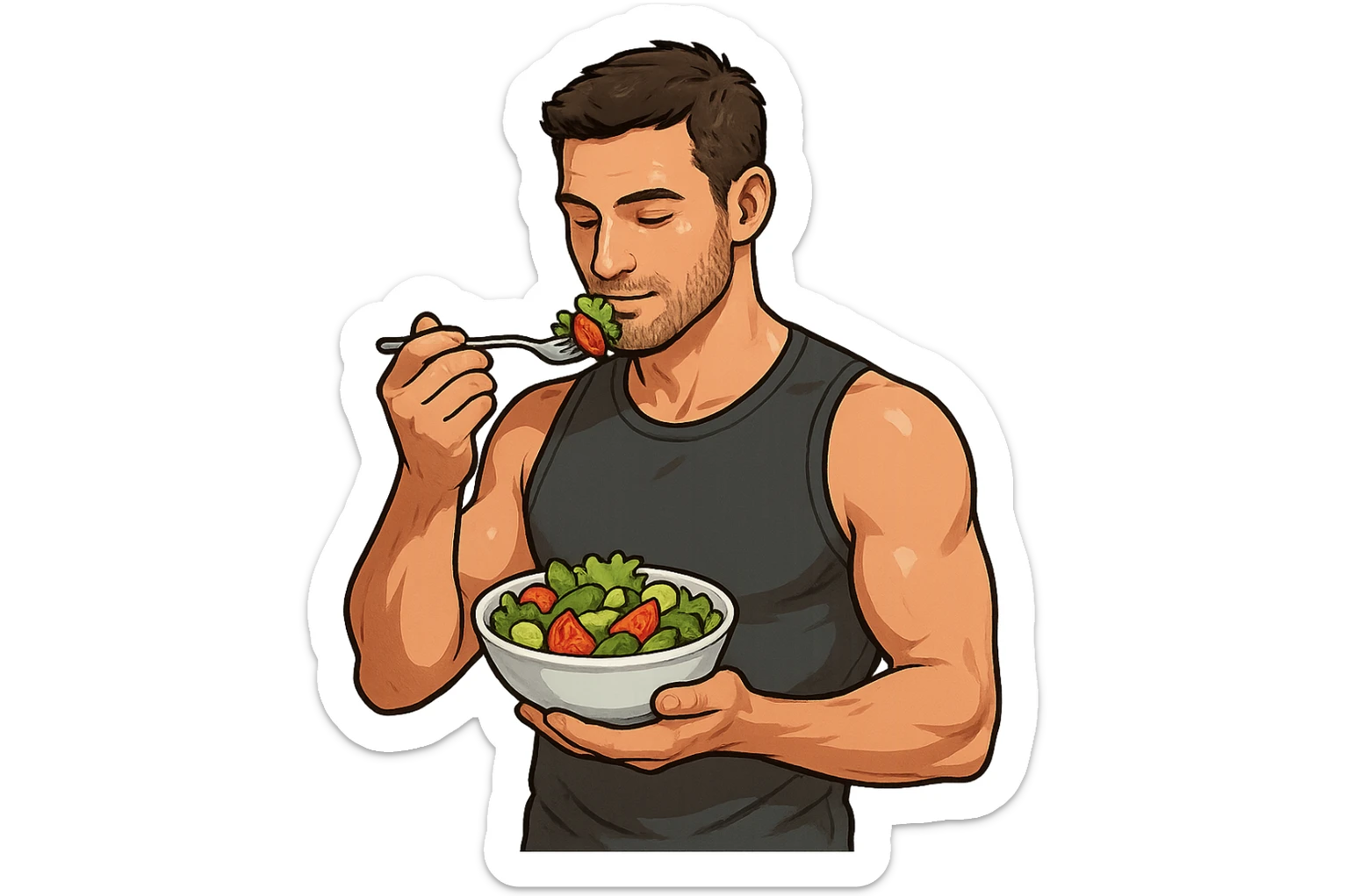 UOMO FITNESS CHE MANGIA INSALATA sticker