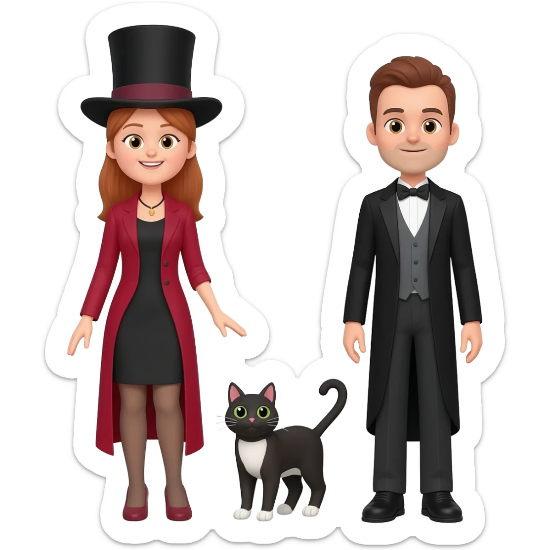 magician couple and their pet cat sticker