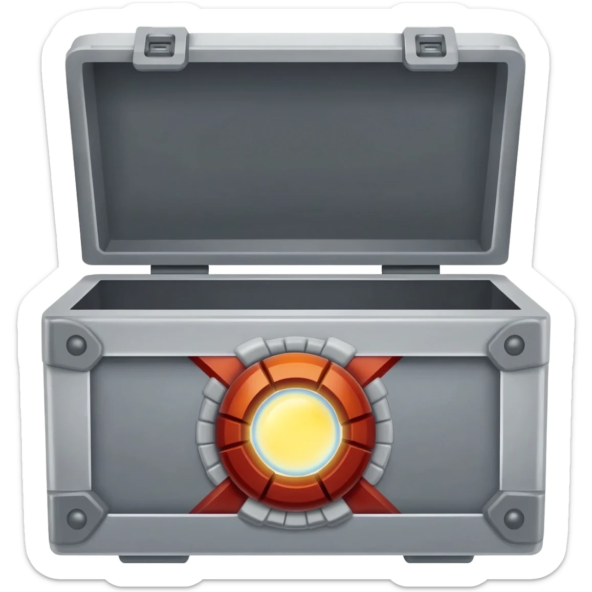 Crate and emoji of arc reactor of iron man sticker