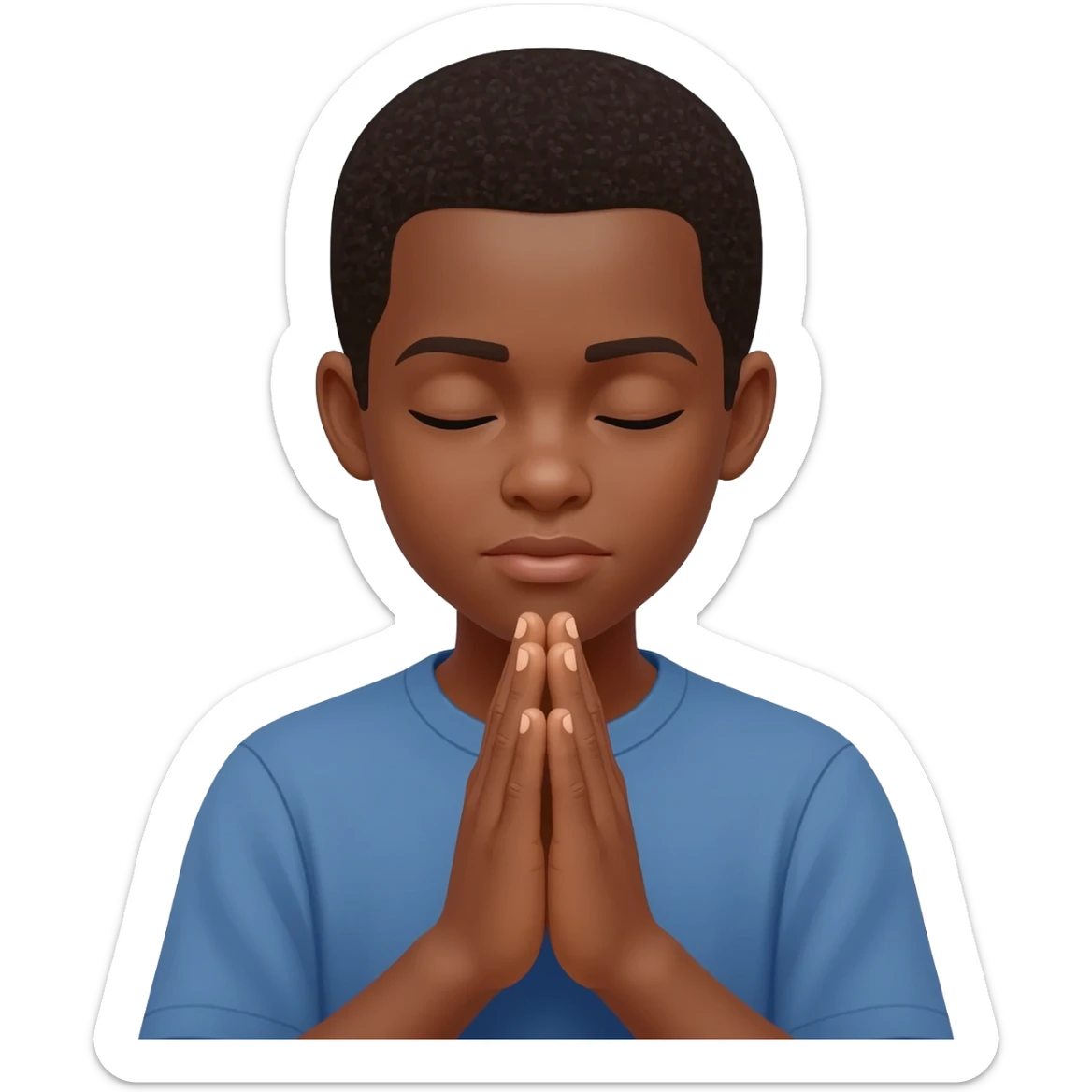 amen praying hands eyes closed black boy sticker