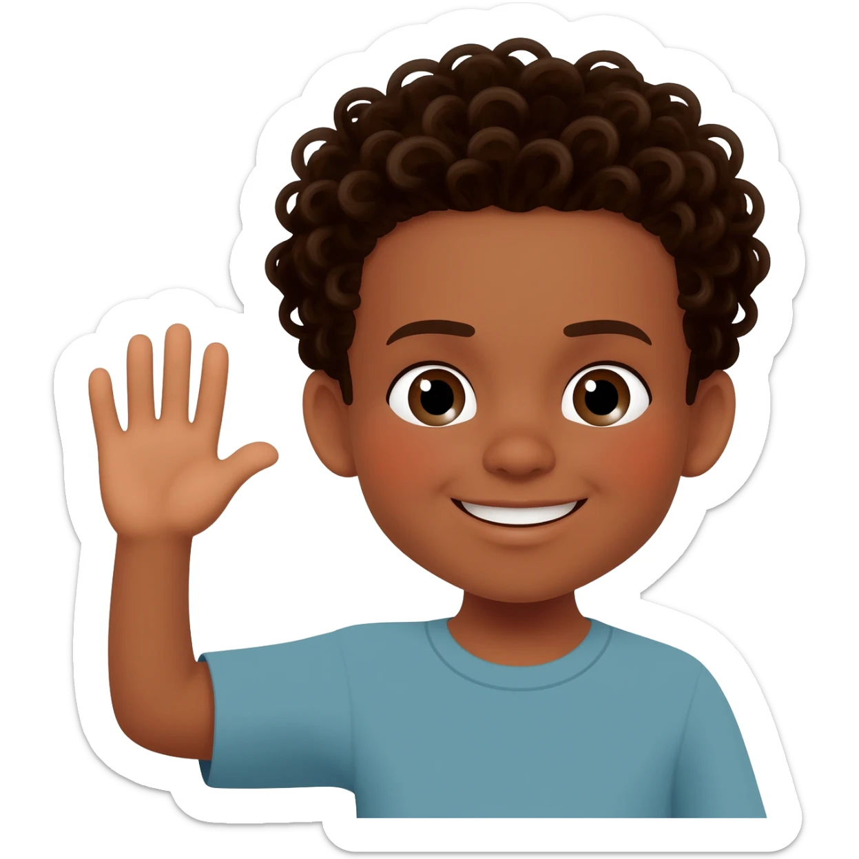 saying goodbye black boy curly hair sticker