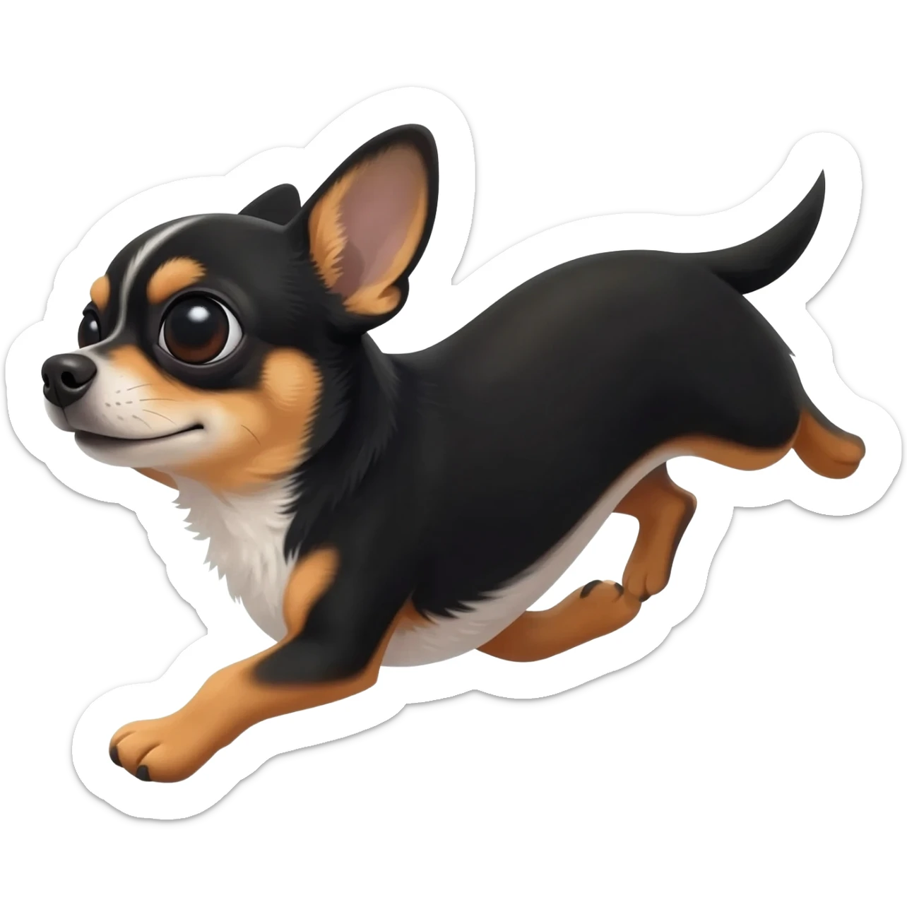 Bébé chihuahua noir marrant poil courut en vacances à la plage une poil courte sticker