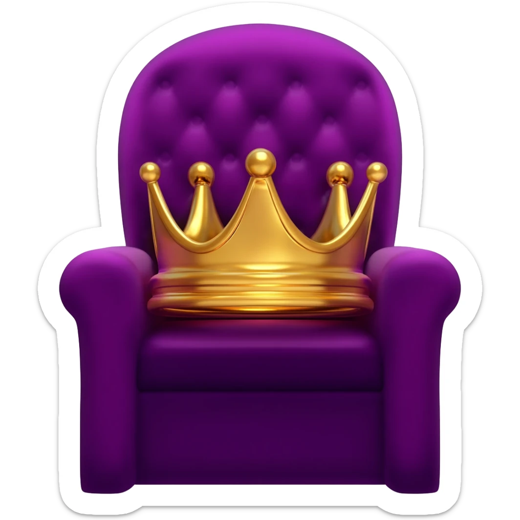 A crown placed on a throne purple sticker