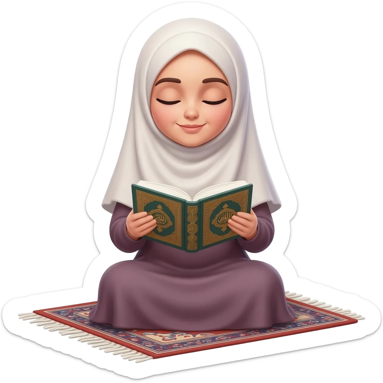 hijabi reading quran sticker