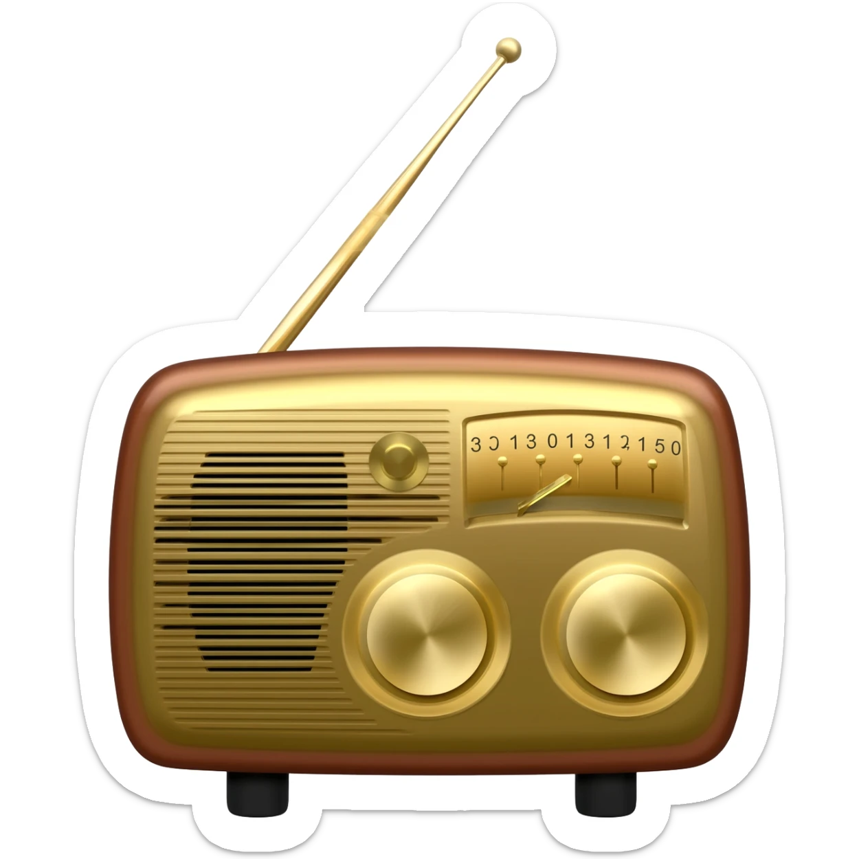 Radio antigua, con ondas de sonidoy notas musicales alrrededor sticker
