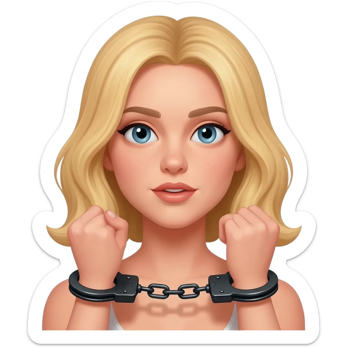 Blond Women in handcuffs behind back sticker