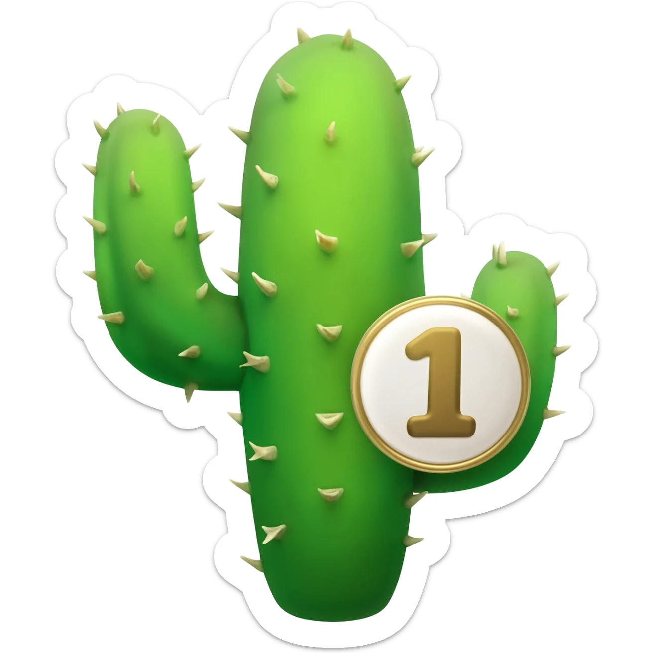 catcus with a number 1 badge sticker