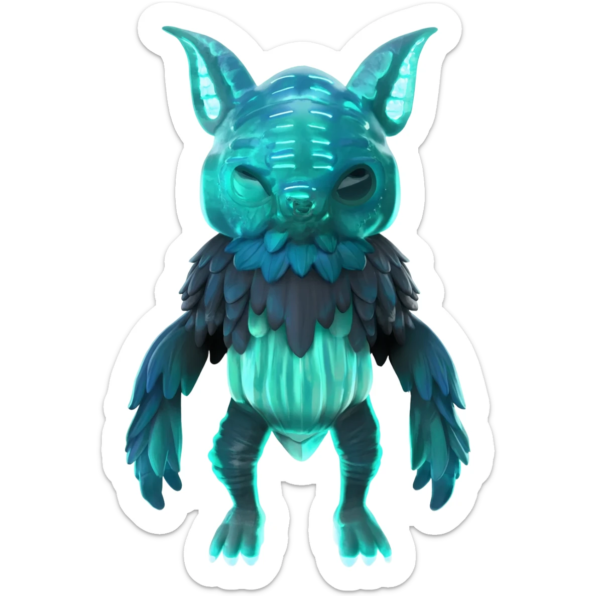 Tropical futuristic lush cool edgy neon Fionbri-Vernid-Elgyem-creature (full body) sticker