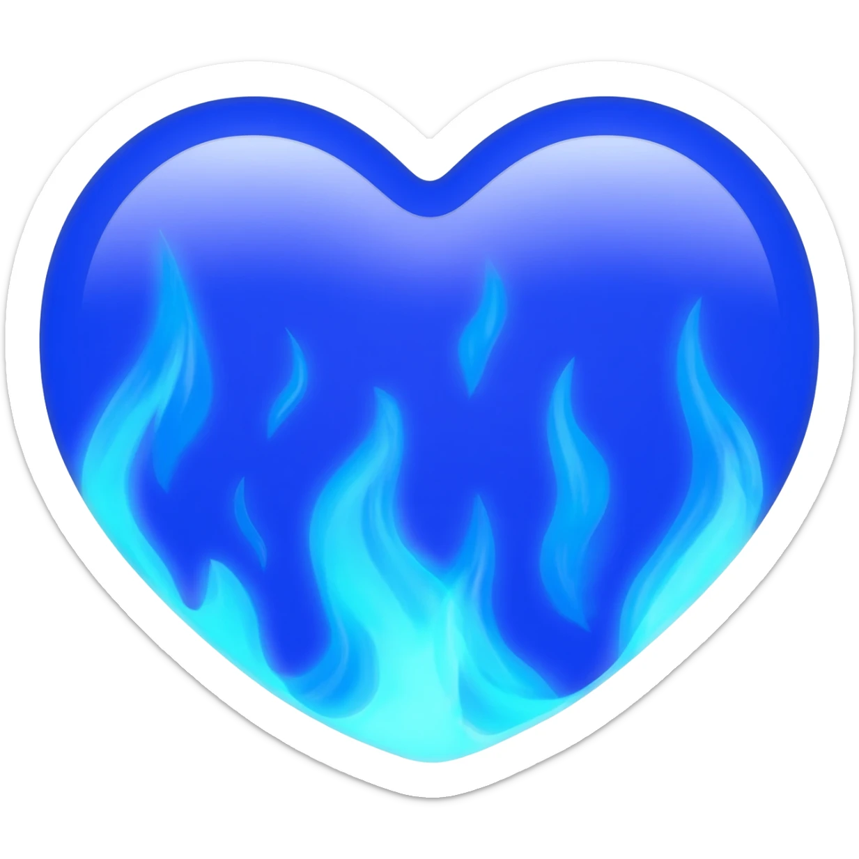 Blue heart with blue flames sticker