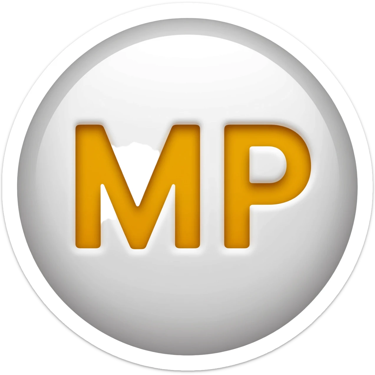 A minimalistic white emoji that says MP sticker