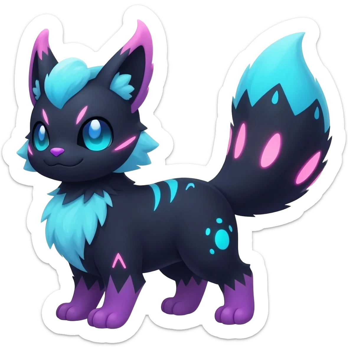 Dark cool realistic furry pastel neon exotic painted Fakémon-Pokémon-Vernid-Vaporeon-Sylveon-Espeon-Glaceon-creature sticker