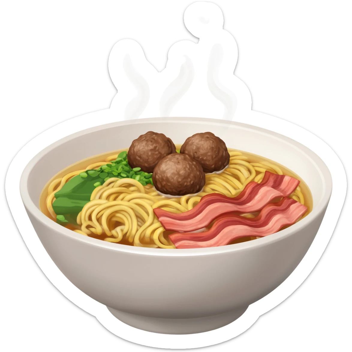 a cow meat ball and ramen stew with bacon sticker
