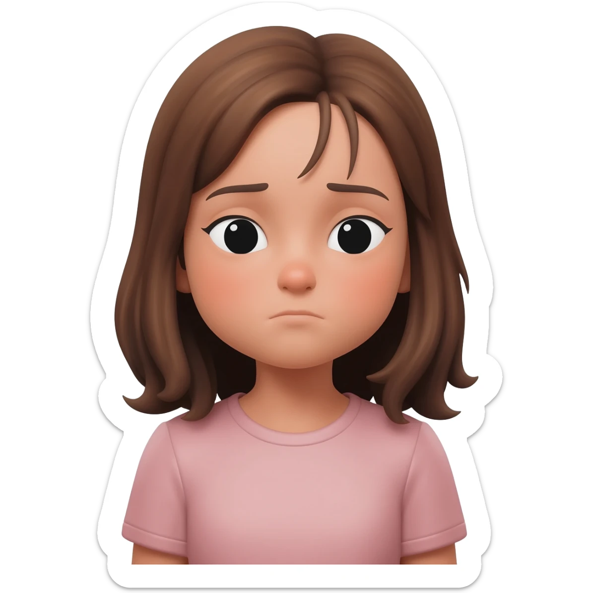 Chica con pelo castaño y con ojeras,sentada mientras sobrepiensa sticker