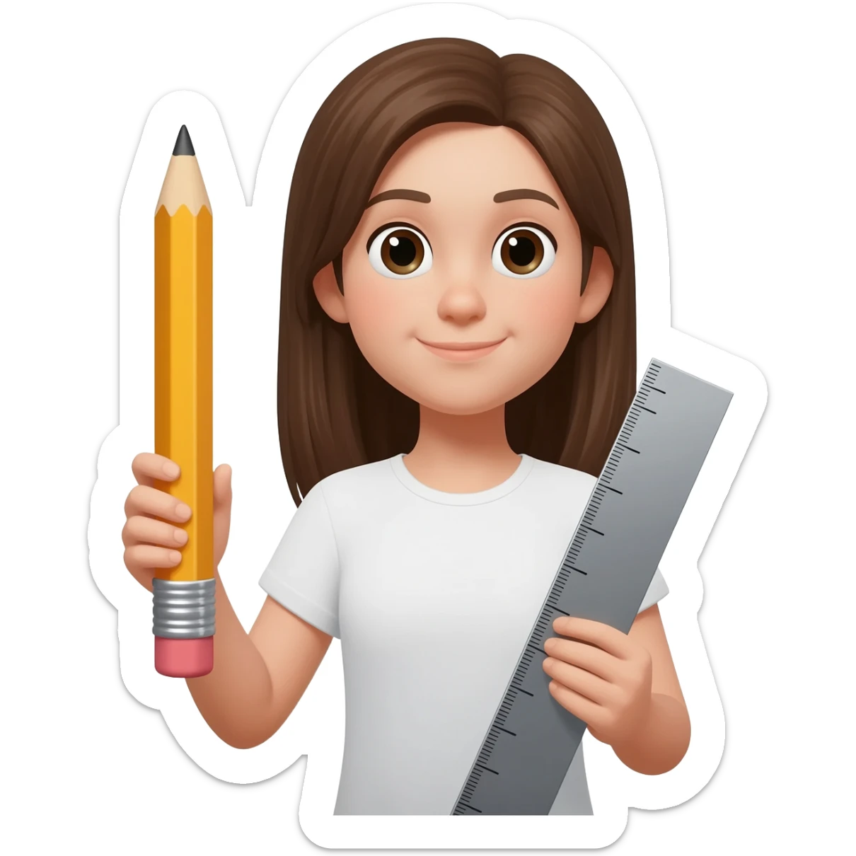 Girl with a pencil and rule sticker