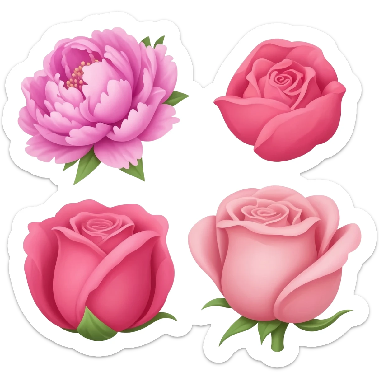 Peony and rose sticker