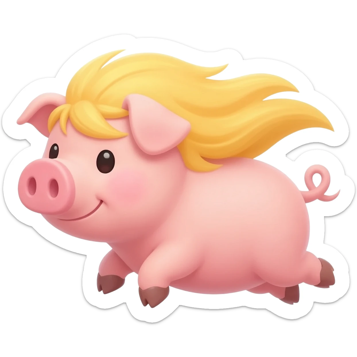 Flying pig looking like with blonde hair sticker